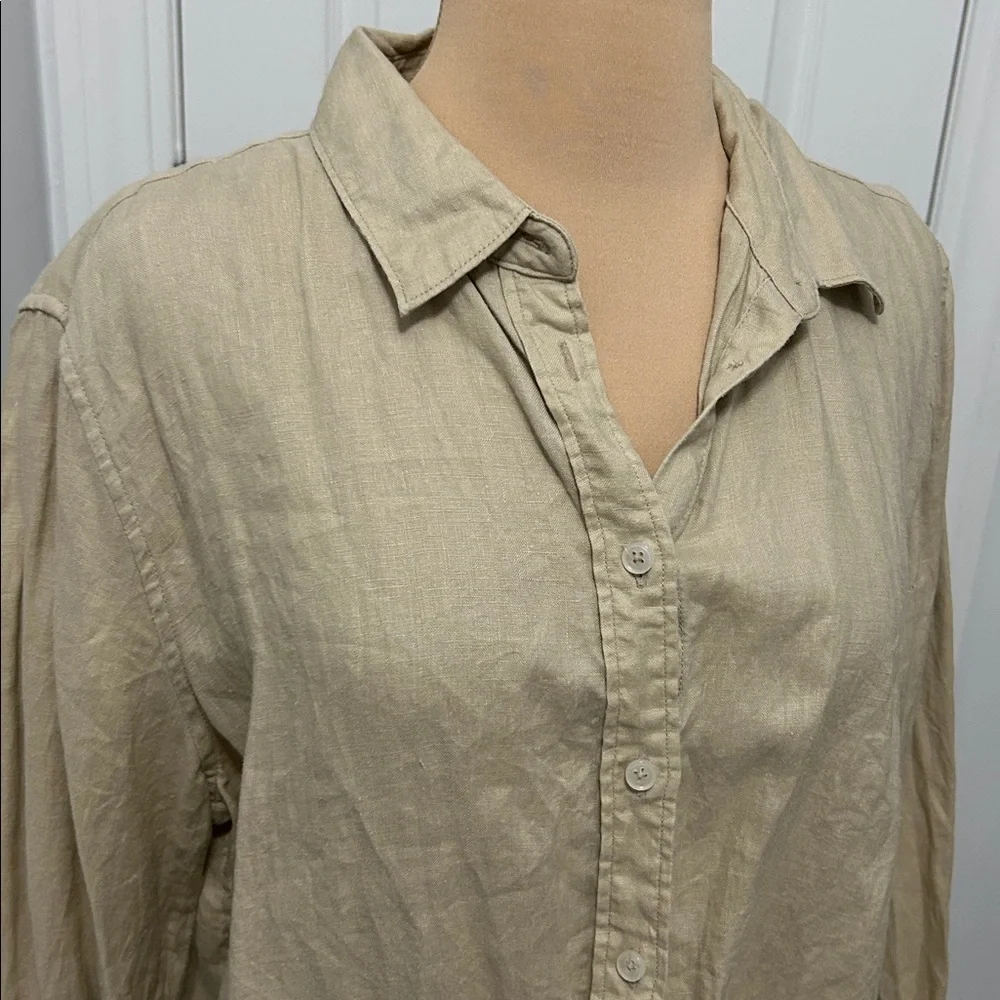 Quince Tan Linen Button Down Shirt - Picture 6 of 9